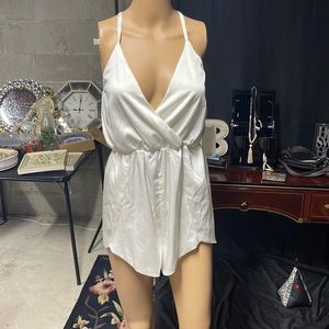TOBI Satin White Romper